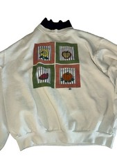 Vintage Cotton Grove Sweatshirt Large USA Made Mock Neck Fall Pumpkin Sunflower