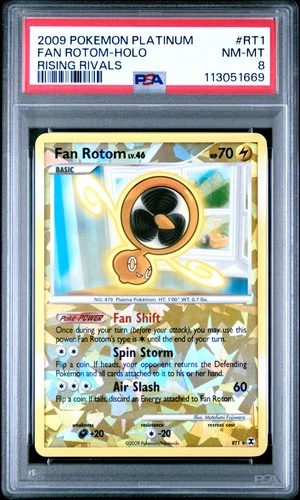 2009 POKEMON PLATINUM RISING RIVALS #RT1 FAN ROTOM HOLO PSA 8