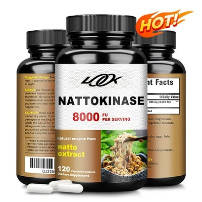 AIRBOY 120pcs Nattokinase 8,000 FU - Heart & Cardiovascular Health, Blood Flow, Non-GMO