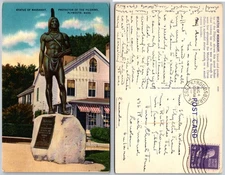 Statue Of Massasoit Plymouth MA Postcard