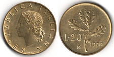 Italia 20 lire, 1970