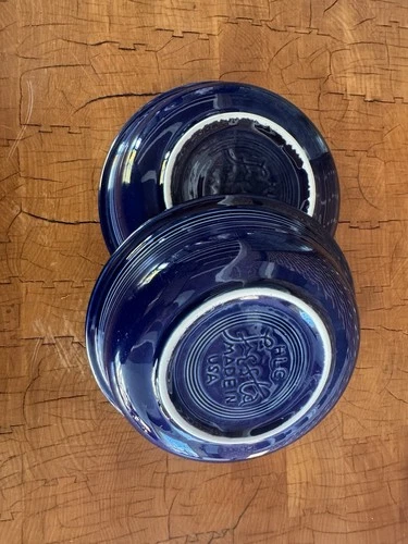 Vintage Homer Laughlin Fiestaware Cobalt Blue Bowls Set Of 2 Diameter 6 7/8"