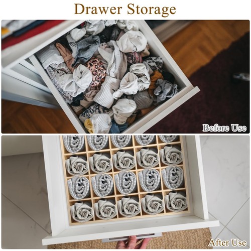 1Pack Sock Drawer Organizer Underwear Drawer Organizer Panty Organizer 20 Cel... - Picture 4 of 9