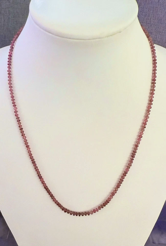 "Collar de cuentas facetadas graduadas turmalina rubelita 14k GF AAA 24""" Foto 2 de 4