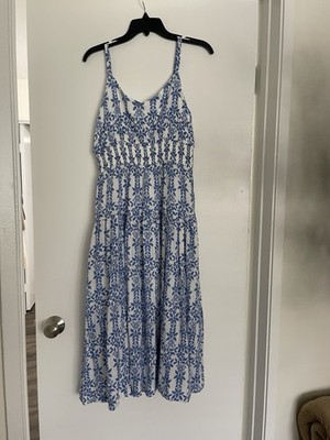 Baltic Born Cali A Smocked Midi Dress Size Medium Blue Floral NWT
