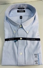 Chaps Blue Long Sleeve Button-Down Shirt No Iron Classic Fit Men’s Sz 18.5 34/35