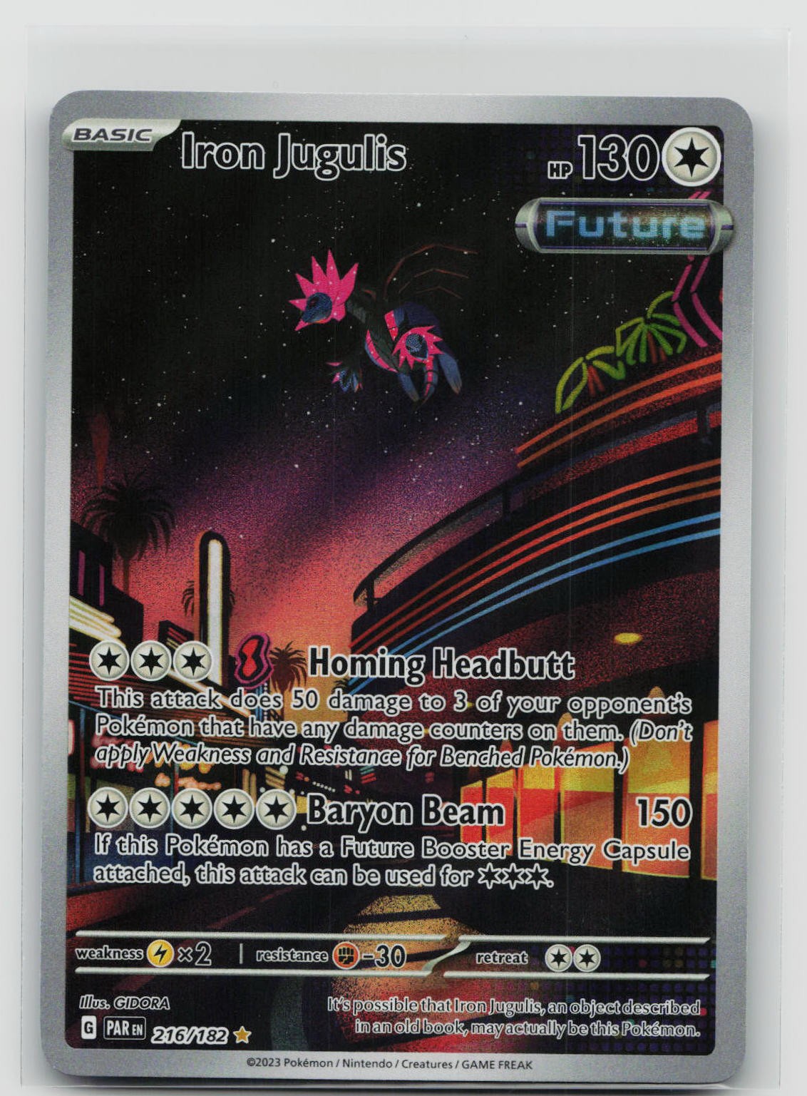 NM Iron Jugulis 216/182 Illustration Rare Paradox Rift Pokemon Holo