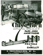 Werbung altes Auto Stoßstange Stoßdämpfer JM 1928 aus Zeitschrift