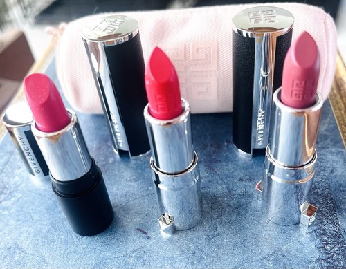 3 X GIVENCHY MINI LE ROUGE LIPSTICKS 202 ROSE 116 NUDE 304 MANDARINE BOLERO BAG! - Imagen 2 de 8