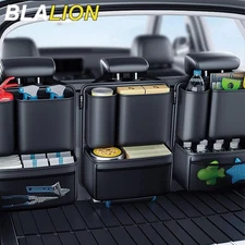 Car Trunk Leatherette Storage Bag Detachable High-Capacity Seat Back Organizer