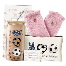  Soccer Gifts for Women, Birthday Gifts for Soccer Lover,16oz Glass soccer-a