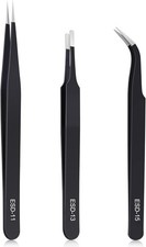 3PCS Precision Tweezers Set, Upgraded Anti-Static Stainless Steel of Tweezers