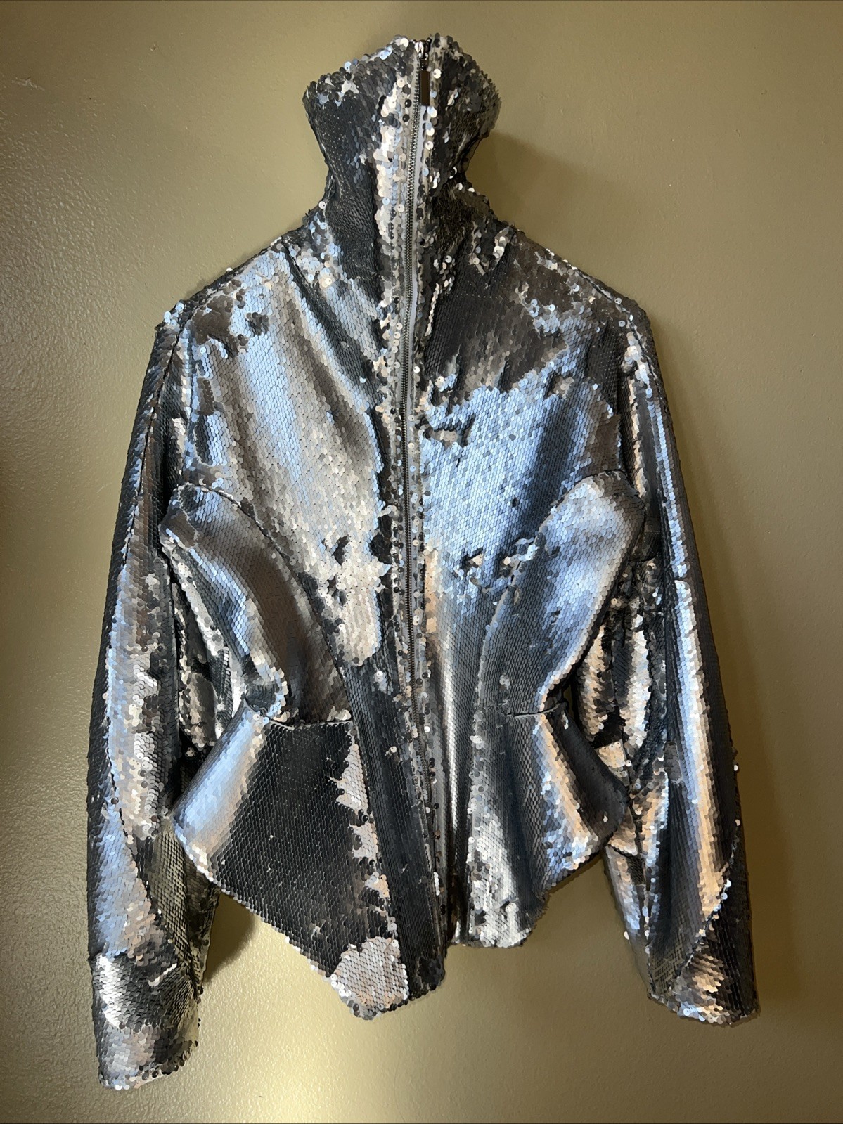 NU Silver Sequin  Sequence Pendulum Jacket Sz M - image 1