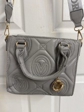 Valentino Orlandi Gray Quilted Monogram Logo Crossbody Tote Purse Handbag