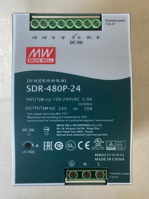 Meanwell Power Supply  SDR-480P-24 INPUT :- 100-240V AC
