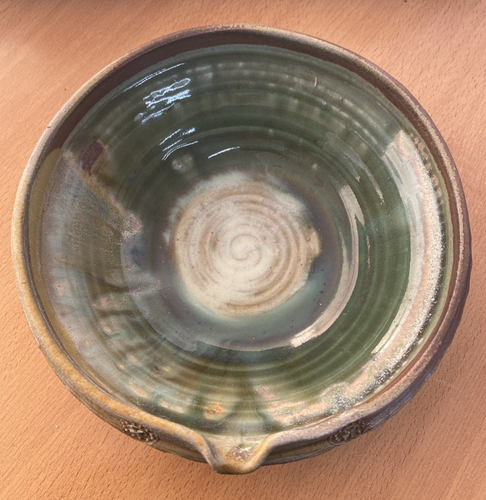 A Beautiful Glazed French Studio Pottery Bowl with Spout