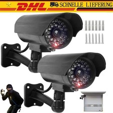 2x Solar Sicherheitskamera Kamera Attrappe Dummy Fake Überwachungskamera mit LED