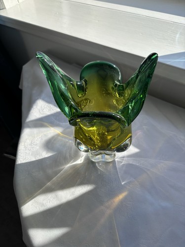 Bohemia Glass,Josef Hospodka VGC. Chribska cats ears height 25cm Glass Art Green - Picture 2 of 9