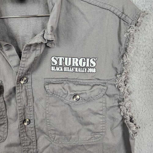 Gilet da motociclista Sturgis Black Hills Rally 2018 grigio denim taglia XL South Dakota - Foto 3 di 9