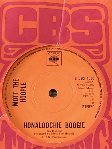 MOTT THE HOOPLE Honaloochie Boogie 2 Track 7” Single IAN HUNTER MICK RALPHS CBS - Picture 10 of 12