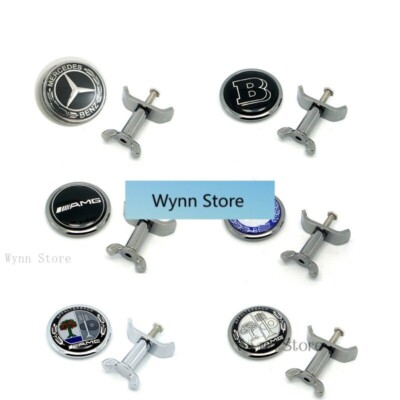 45mm metal Car Hood bonnet Badge for Mercedes Benz Vertical stand emblem