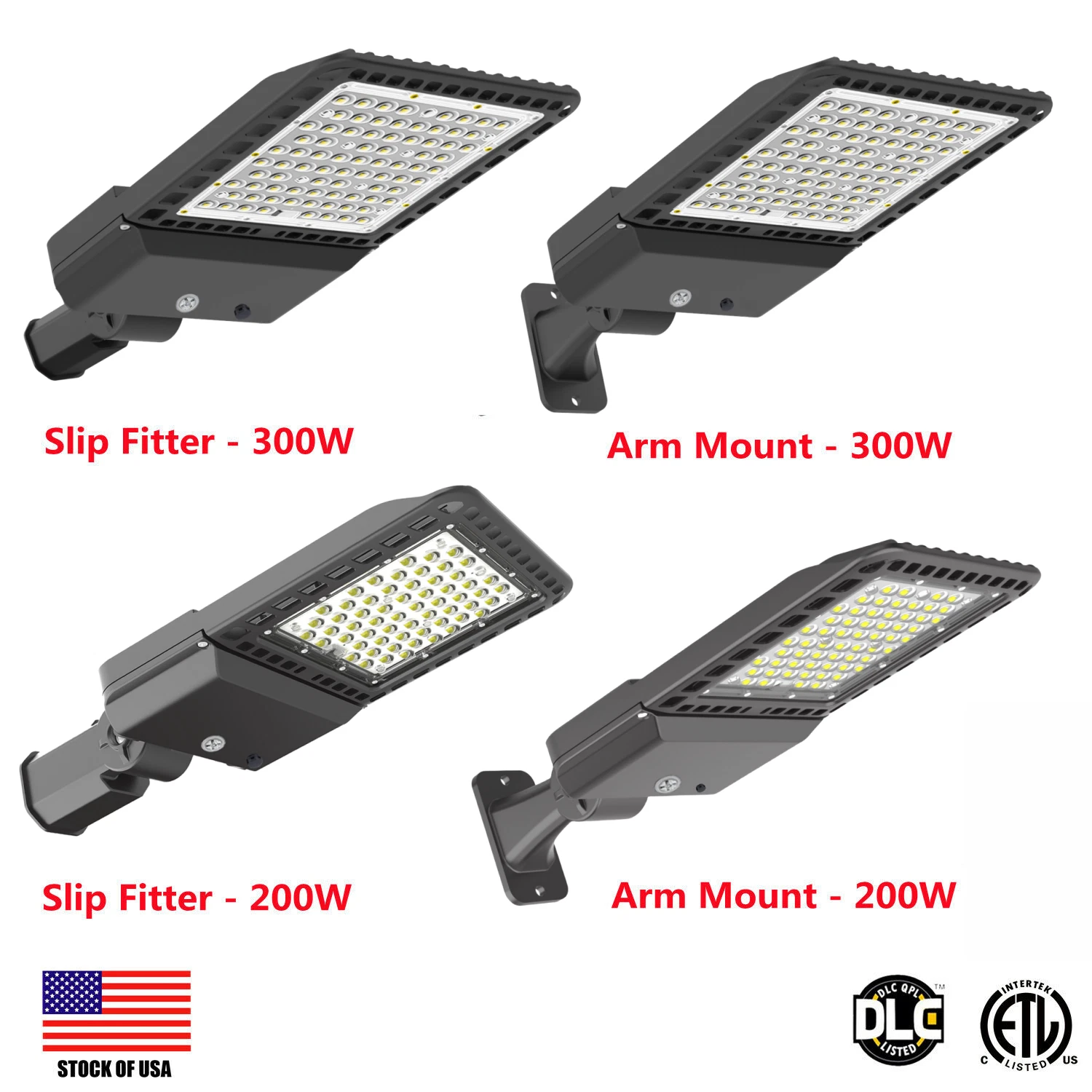 LED Parking Lot Light 200W 300W Outdoor LED Shoebox Street Pole Area Flood Light