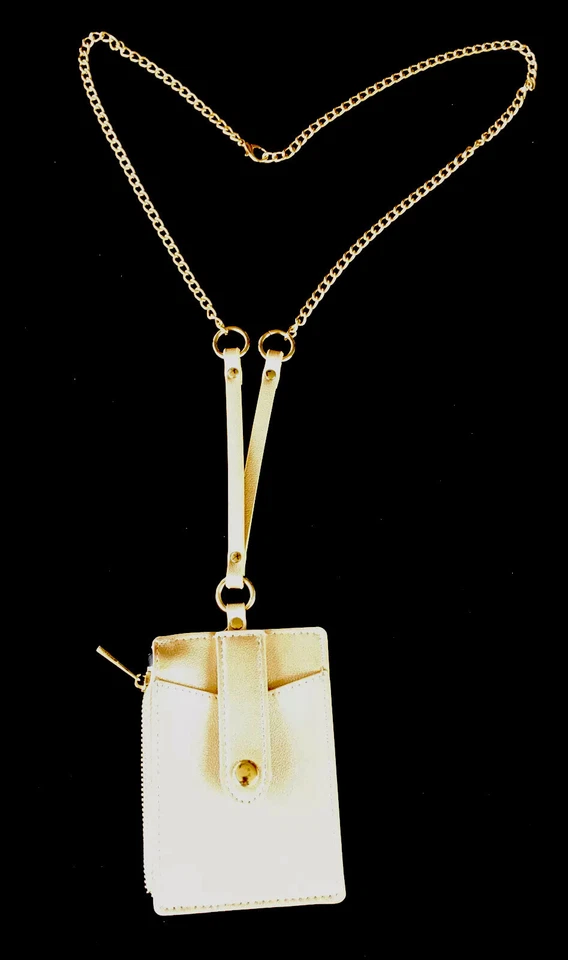 Bolso de mano con cadenas de metal de marca de lujo para mujer color dorado Foto 3 de 4