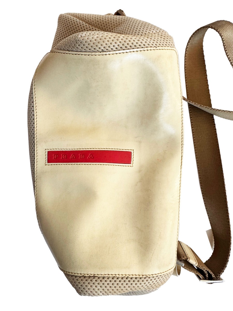 PRADA SPORT Bag Crossbody/Shoulder Neoprene Mesh Beige Lined 13