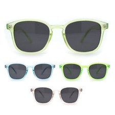 Pop Color Thin Plastic Rounded Rectangle Horn Rim Keyhole Sunglasses