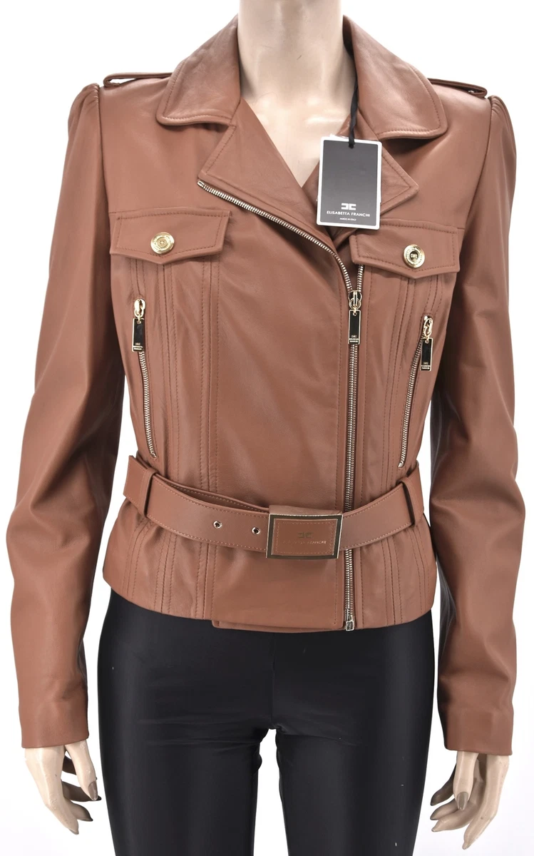 ELISABETTA FRANCHI WOMAN LEATHER JACKET CASUAL FREE TIME CODE GD-18Z-21E2