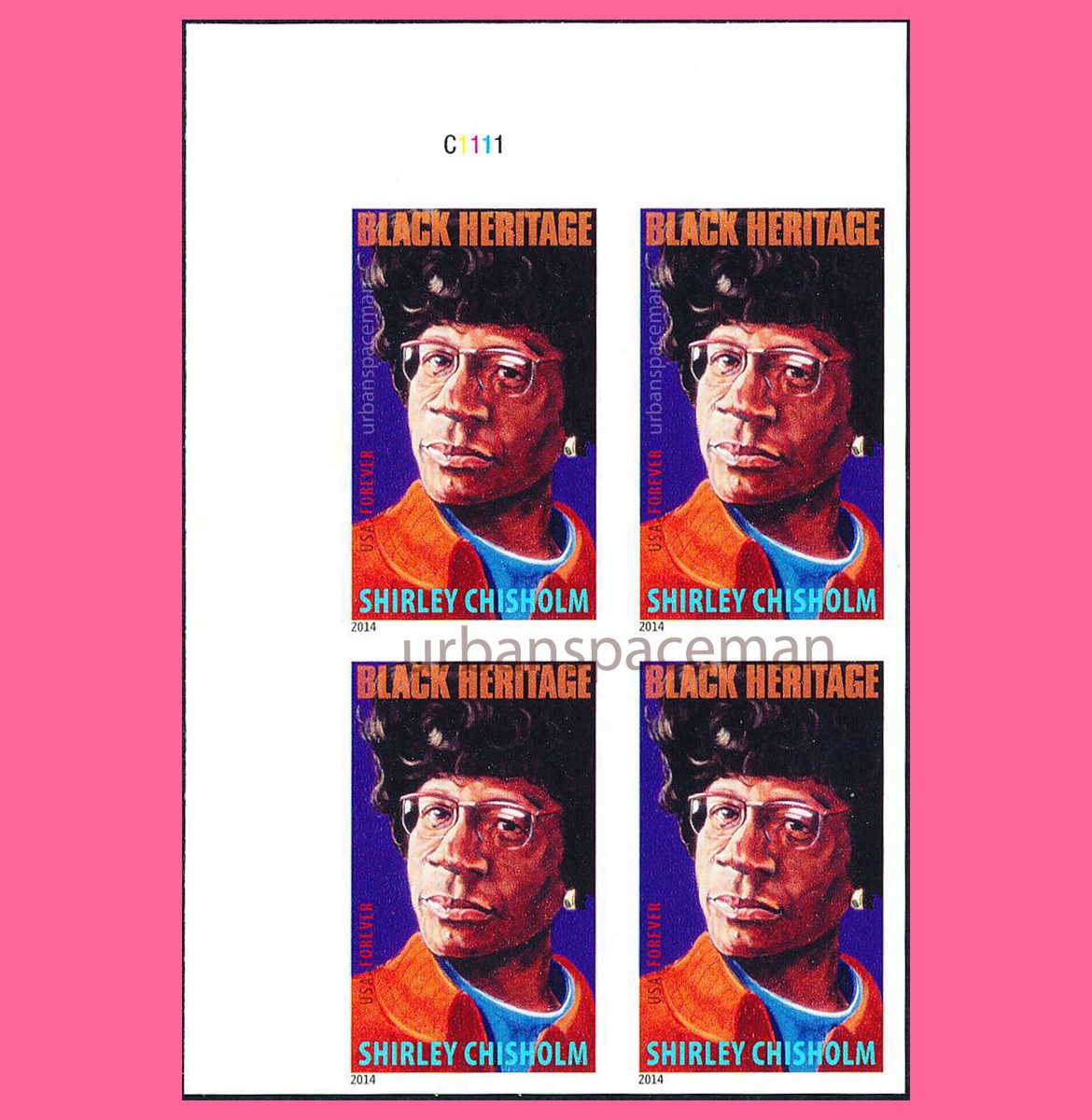 4856a Shirley Chisholm Black Heritage 2014 Imperf UL Plate Block