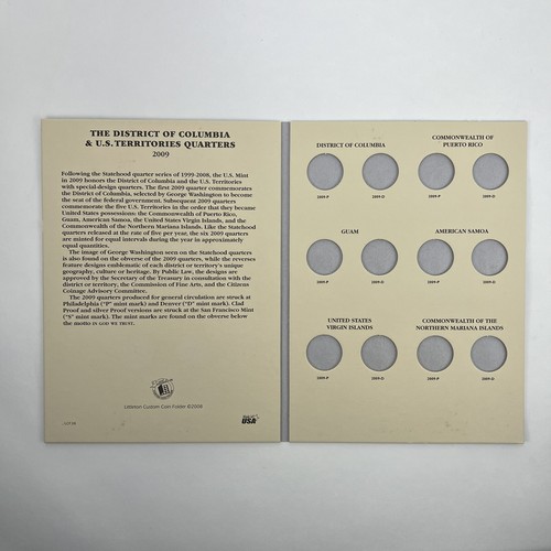 2009 DC & US Territories 12 Uncirculated Quarter Set P&D Mint Littleton w Folder - 第 2/3 張圖片