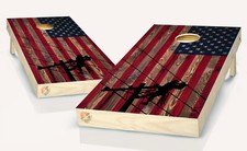 American Flag Lineman  Cornhole Board Vinyl Wrap Laminated Sticker Set Decal