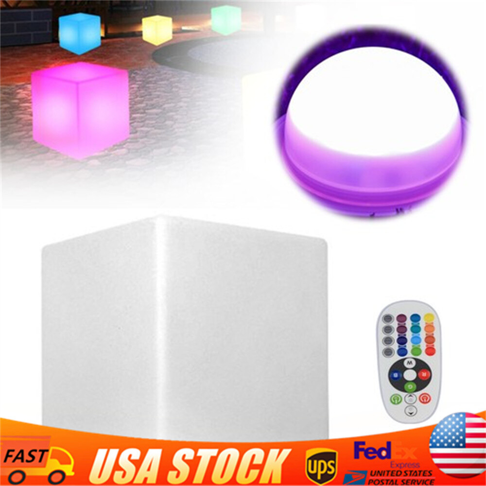 17in LED Cube Light Pub Bar Stool W/Remote Control 16 RGB Colors Changing Chair