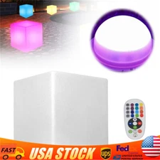 17in LED Cube Light Pub Bar Stool W/Remote Control 16 RGB Colors Changing Chair