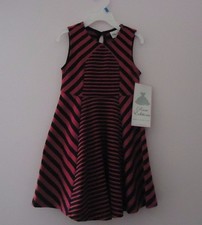 GIRLS PINK W/ BLACK STRIPES SUMMER DRESS MADE BY RARE EDITIONS / SIZE 4