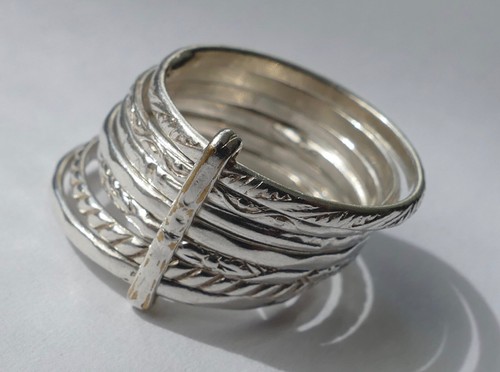 Ring 7- fach Ring schlicht zeitlos 925 Silber Vintage 80er ring silver - Bild 3 von 4