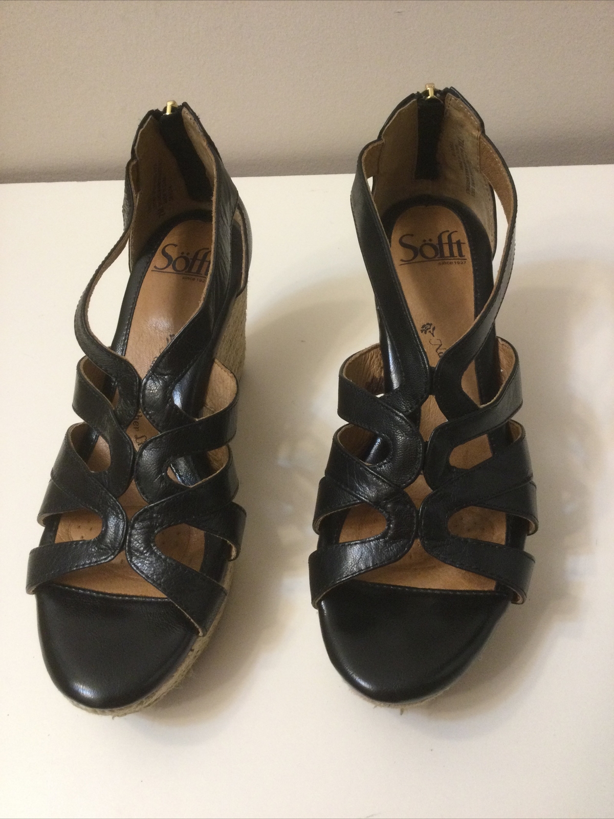 Sofft Black Leather Espadrille Wedge Heels Platform Sandals ( 7 M ) –  FUNAAB Zoo Park