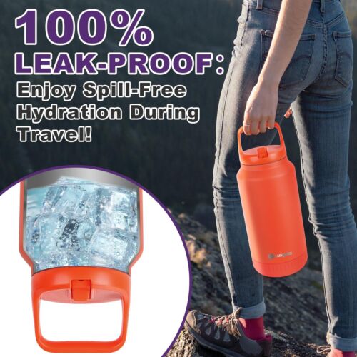 64oz Insulated Water Bottle Half Gallon Stainless Steel Vacuum Tumbler With Flip - Picture 3 of 7