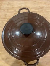 Vintage Le Creuset Cousances Enameled Cast Iron Dutch Oven Brown
