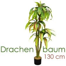 Drachenbaum Kunstpflanze Kunstbaum Künstliche Pflanze mit Topf 130cm Decovego