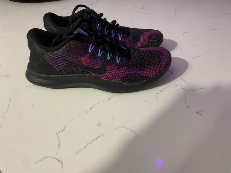 🔥SALE Nike Flex RN Black Purple 2018 Women's Running Shoes AA7408-003SZ-8-EUC!