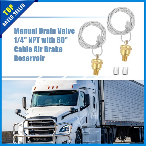 2PCS Universal Car Truck 1/4" NPT Air Tank Drain Valve with Cable Set New - Picture 2 of 7