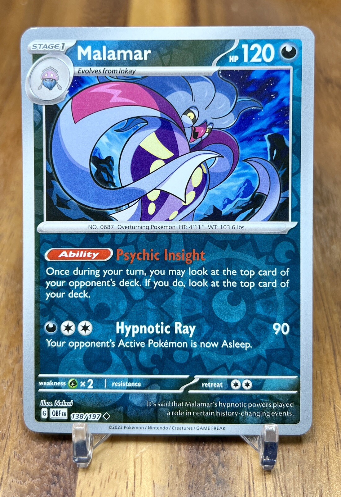 Malamar 138/197 Obsidian Flames Reverse Holo Uncommon Pokemon Card NM