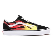 VANS Flame Old Skool Shoes Black / Red / Yellow Size 6 Men - 7.5 Women