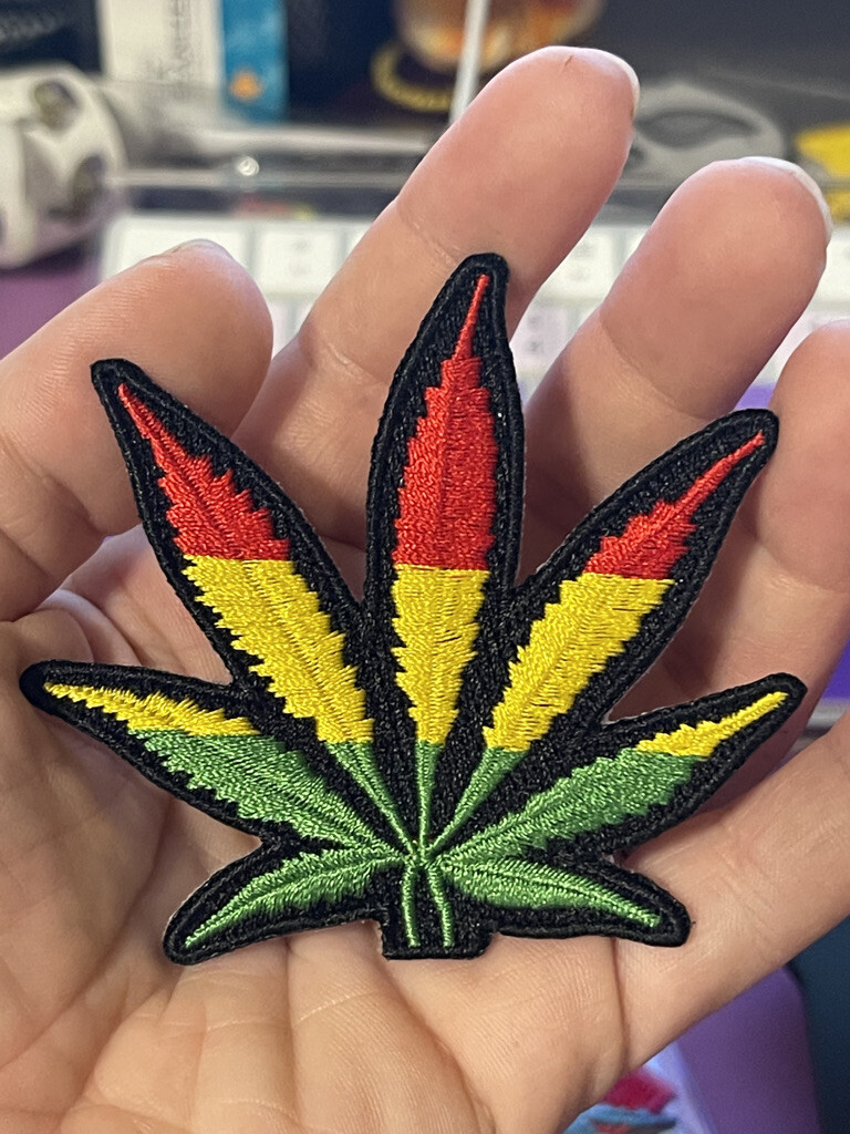 Rasta Ganja Marijuana Pot Leaf Stoner 420, Iron-On/Sew-On Embroidered Patch  | eBay
