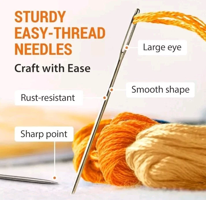 5 agujas de coser de ojo grande de alta resistencia, aguja de bordar de ojo grande de 2,4 pulgadas. USA Foto 3 de 4