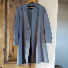 HART SCHAFFNER & MARX RAINCOAT Trench Overcoat Mens 44 Reg Grey with remov liner