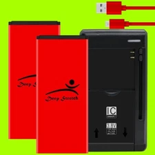 Upgraded 2x 3100mAh Battery Wall Charger Cable for Cricket Alcatel GLIMPSE 5002C