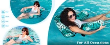 Inflatable Floating Bed Float Chair Beach Swimming Pool Raft Maple Leaf Green